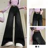 Women Rhinestone Pants  Fashion Stretchy Wide Leg Palazzo Trousers Korean Style