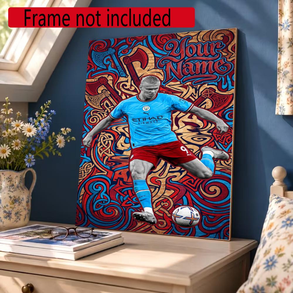 Haaland Customize Your Name Diamond Painting Round Diamond Diy Frameless Holiday Artwork Suitable For Home Office Wall Decoration