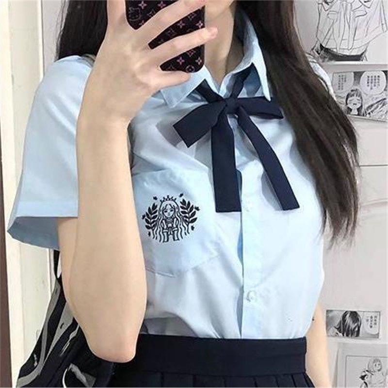 Women's Pink Japanese College Style Short Sleeve Shirt
