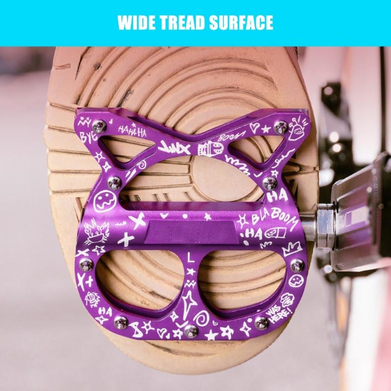 Aluminiumlegering Mountainbike Pedaler Kattformade Cykelpedaler 3 Tätningslager Halkfria Cykelpedaler Lätta att Installera