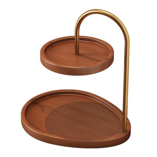 

2-Tier Jewelry Stand Wooden Jewelry Organizer with 2 Trays Retro Tiered Tray Jewelry Holder for Necklaces Bracelets Earrings Keys Watches 1pc