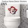 Removable PVC Mural Christmas Toilet Sticker, Funny Santa Claus Lid Tank Decals Self-Adhesive 3D Hole Waterproof Decal for Bathroom Decoration Festive
