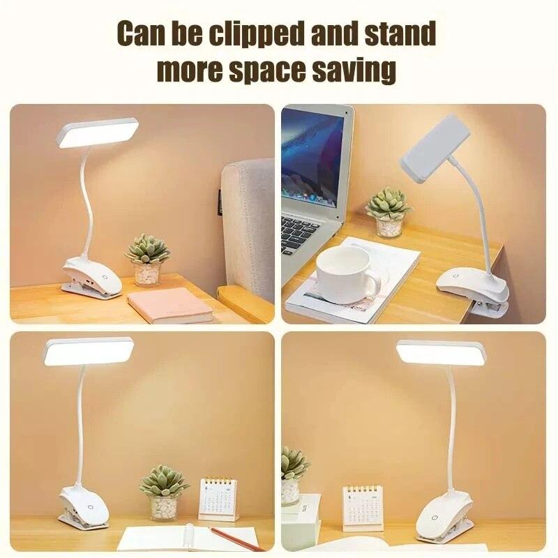 Table Lamp Led Desk Lamps 3 Modes Dimming Clip Study Lighting USB Book Light Rechargeable Reading 5V