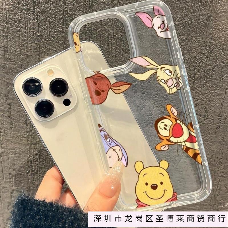 Winnie Tigger iPhone16promax mobile phone case Apple 15 transparent 14 Europe and America 13 Pro airbag 12/11