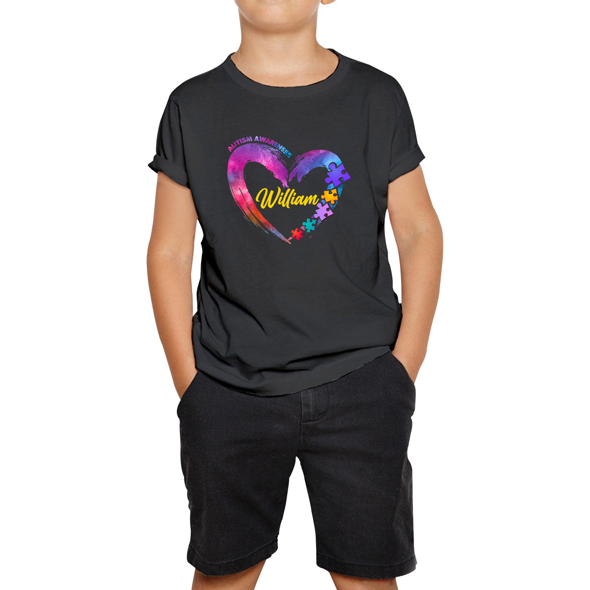 Personalised Autism Awareness Puzzle Pieces Your Name Autism Support Autistic Pride Autism Warrior Kids T Shirt 120
