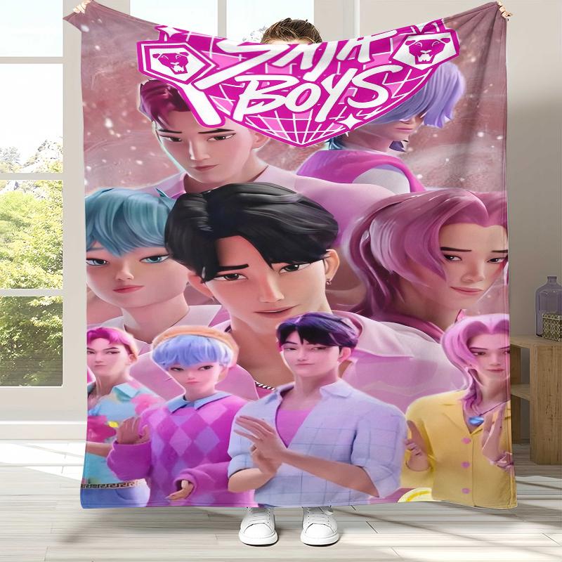 K-Pop Démonvadászok Arany Saja Fiúk Flanel Takaró, Ultrapuha Meleg Plüss Dobótakaró Otthonra Hálószoba Ágy Kanapé Fedésére Irodai Piknikhez