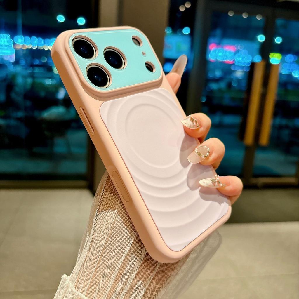 Applicable to iPhone11PROMAX mobile phone case ripple pattern magnetic suction Apple 11 contrasting color Macaron all-inclusive protective case