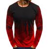 Round Neck 3D Gradient Printed Top Fashionable Casual Long Sleeved Men's T-shirts