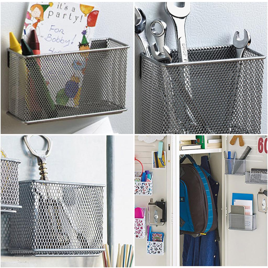 Cesto Magnetico a Rete Bianca per Organizzazione File da Frigorifero Appeso in Cucina