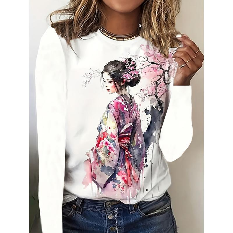 3D Leopard Print Ladies' Long-sleeved Warm T-shirt Urban Street Ladies' Fashionable Top Autumn And Winter Ladies' Casual T-shirt