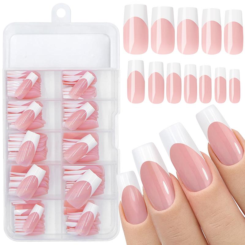 120 Bucăți/Cutie Unghii Franceze Nude Roz Mat Press On 12 Mărimi Pătrate Extra Lungi Acoperire Completă Gel Moale Sfaturi Unghii False Extensie Unghii