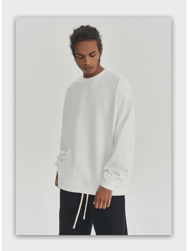 Herren Schweres Frottee Sweatshirt: Einfarbig, Herbst/Winter-Stil mit Rundhalsausschnitt - Trendiges europäisches und amerikanisches Design