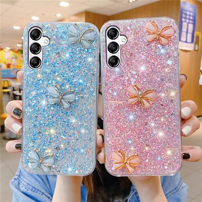 Glitter 3D Butterfly Soft Phone Case For Samsung Galaxy S24 S21 S22 S23 Note 20 10 Ultra Plus S20FE S21FE S23FE Silicone Cover