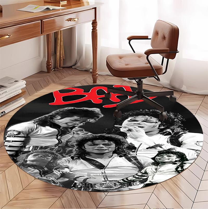 Michael Jackson Pattern Round Rug, Indoor/Outdoor Mat, for Picnic, Gameroom, Bedroom, Office, Living Room, Home Decor Carpet, Birthday Gift