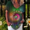 Summer Women's T-Shirt Bohemia Ethnic Style Short Sleeve Tees Fashion V-neck Loose Tops Daily