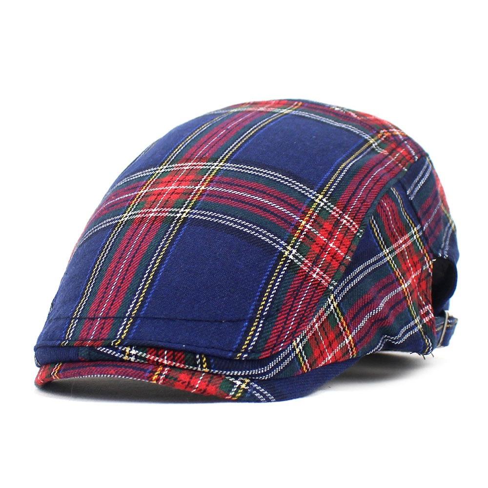 Short Brim Plaid Beret Cap Cotton Women Artist Hat Simple Cloth Painter Cap  Party
