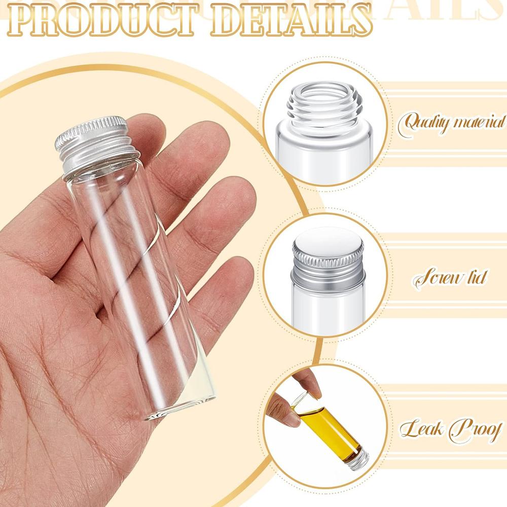 Tiny Jars with Aluminum Screw Lids 15ml Small Glass Bottles Clear Mini Vials Metal Caps Top Sample Message Bottle Jewelry Beads