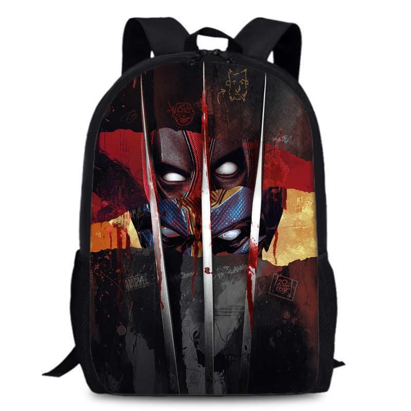 Deadpool Wolverine Backpack 15 Inch Anime Cartoon Lightweight Schoolbag