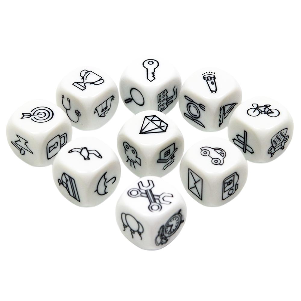 D6 Dice Collection Telling Story Cube High Quality Acrylic 6 Sided Dice Funny Engraved Patterns for Children Education Toys and Games