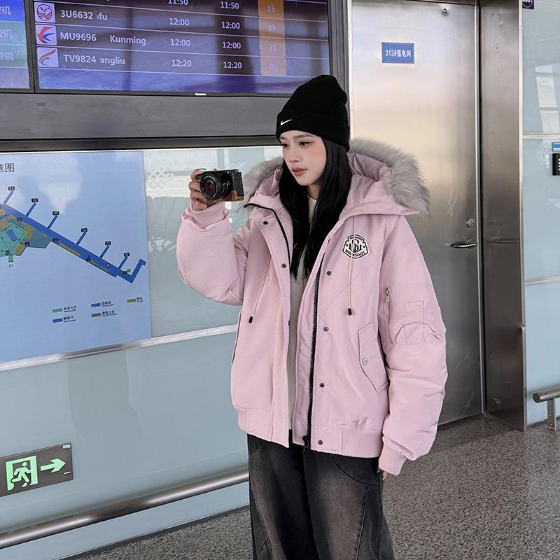 Big Fur Collar Down Cotton-padded Jacket for Women's Winter New Parker Loose Cotton-padded Jacket Thickened Warm Cotton-padded Jacket