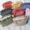 Cute High-Value Makeup Bag Case Fresh Grid Lace Pencil Case Portable Large Capacity Toiletry Cosmetic Bag Student Storage Pouch