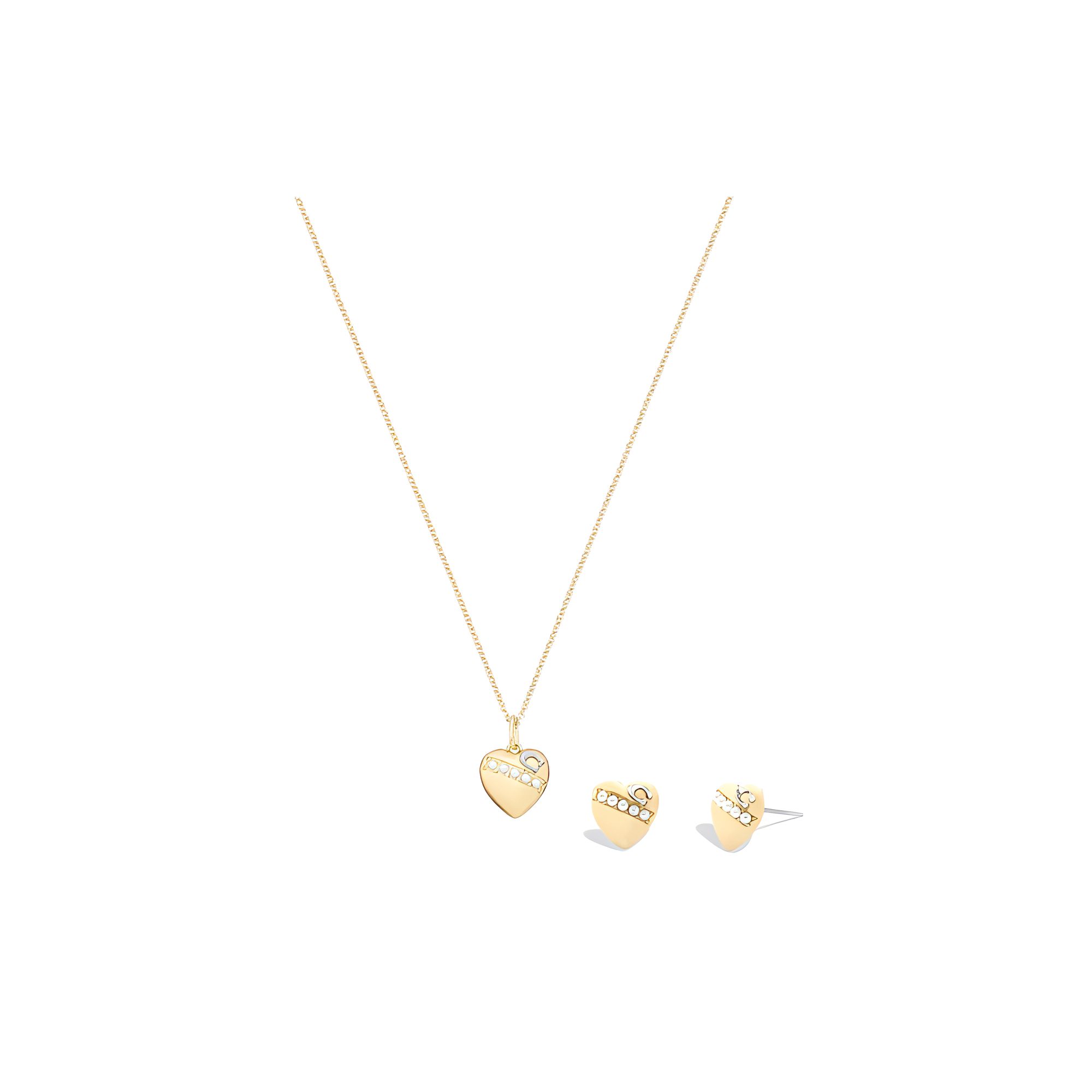 COACH Heart Shaped Pattern Decorative Copper Necklace Women necklace Gold CL256-GLD Gold