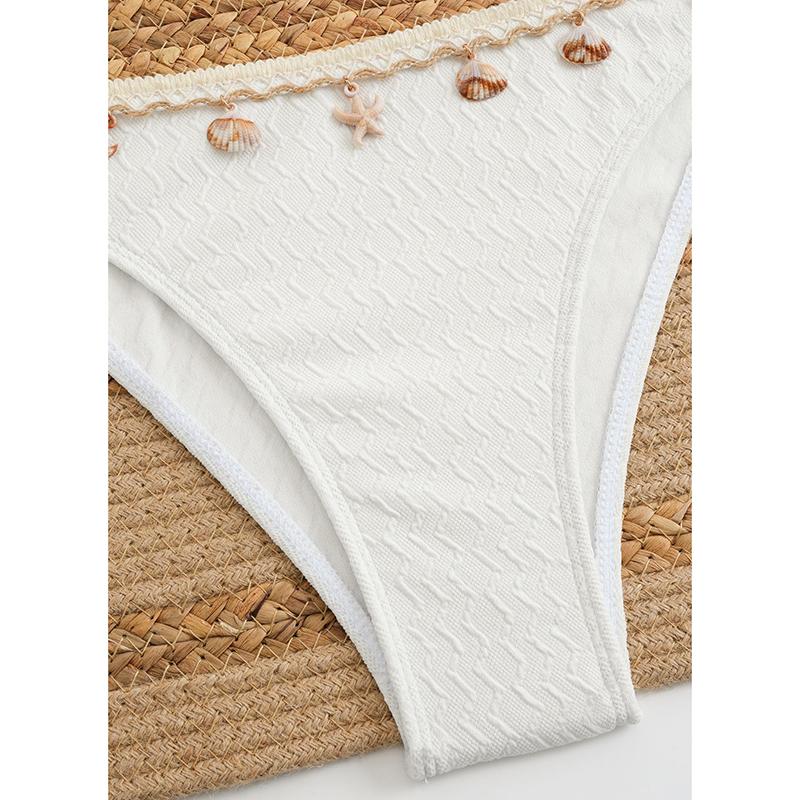 Sexy Bikini Muschel Anhänger Halsband Reiner Farbe Badeanzug Damen Bikini Neuer Stil Damen Bademode