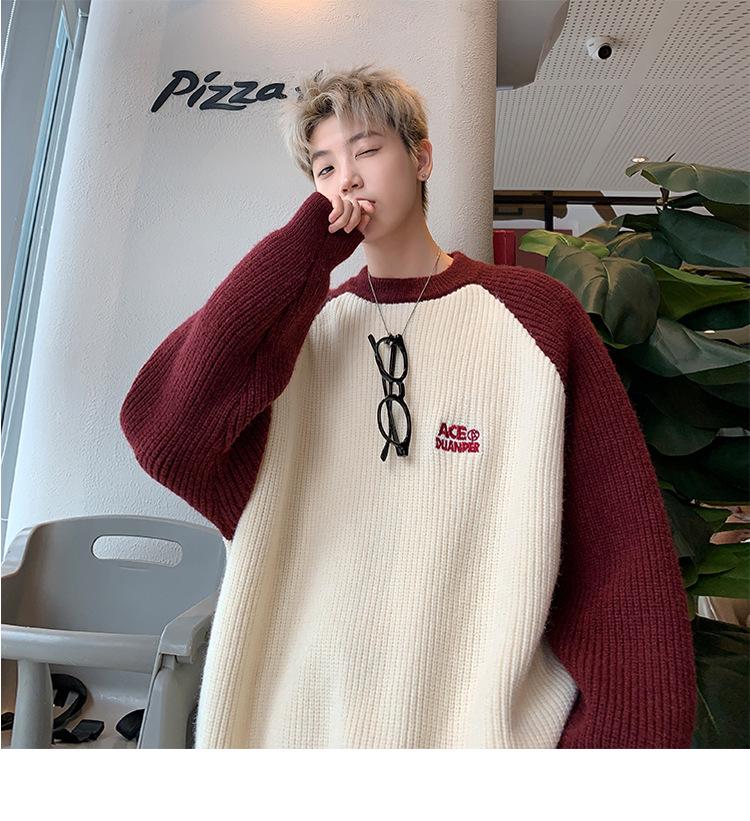 Men's Winter European Retro Chunky Knit Raglan Sweater – Japanese College Style, Oversized.