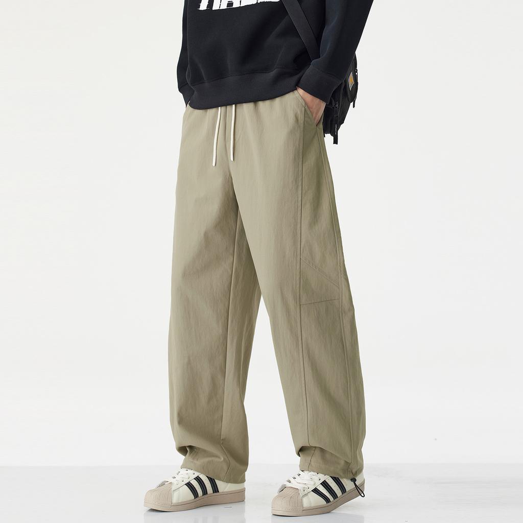 Minger | American Retro Trendy Brand Splicing Tooling Casual Pants Men's Trend Loose Wide-leg Legged Scimitar Pants