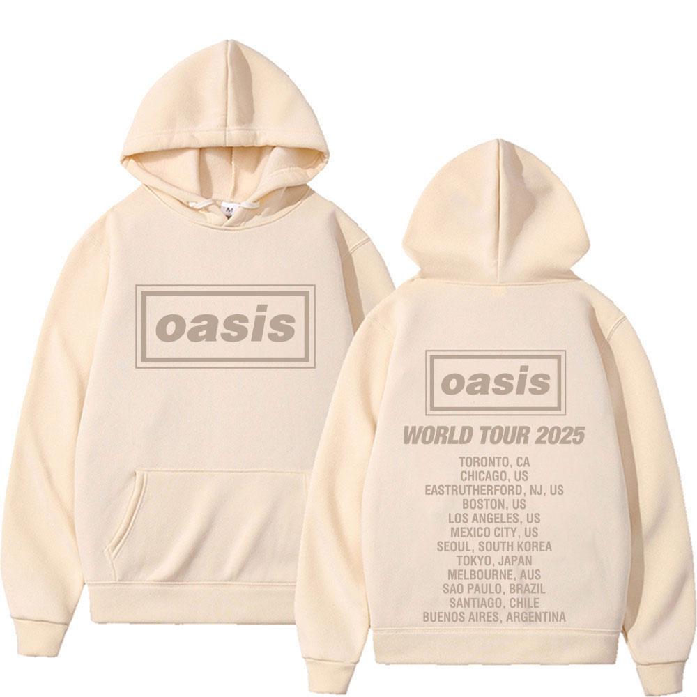 Rock Band O-Oasis World Tour 2025 Double Sided Graphics Hoodies Men's 90s Vintage Hip Hop Pop Music Hoodie Oversized Sweatshirts