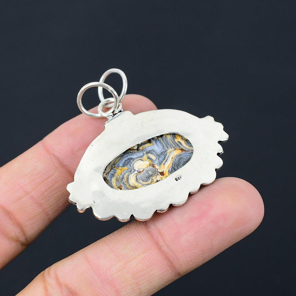 Natural Geode Agate Druzy Gemstone Pendant 925 Sterling Silver Indian Jewelry