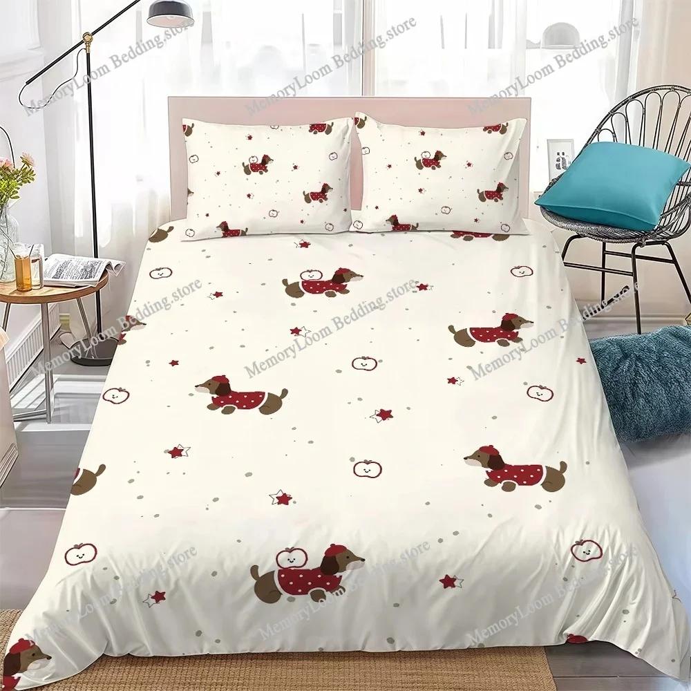 Cute Cartoon Dachshund Duvet Cover Set Home Style Bedding Soft Laundry Cotton Bed Four Seasons Student Dormitory Home Textile