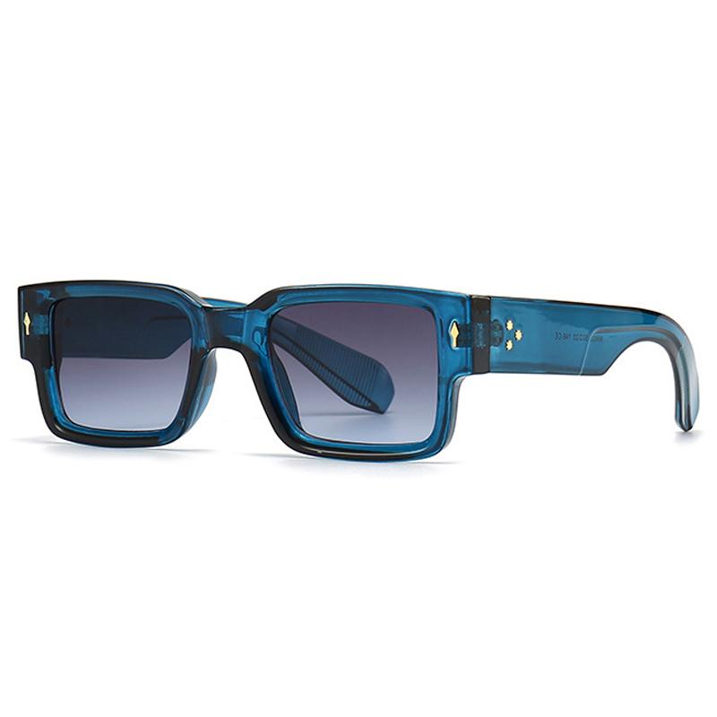 SHAUNA Ins Popular Fashion Square Rivets Men Sunglasses Vintage Punk Gradient Women Trending Dark Green Sun Glasses Shades UV400