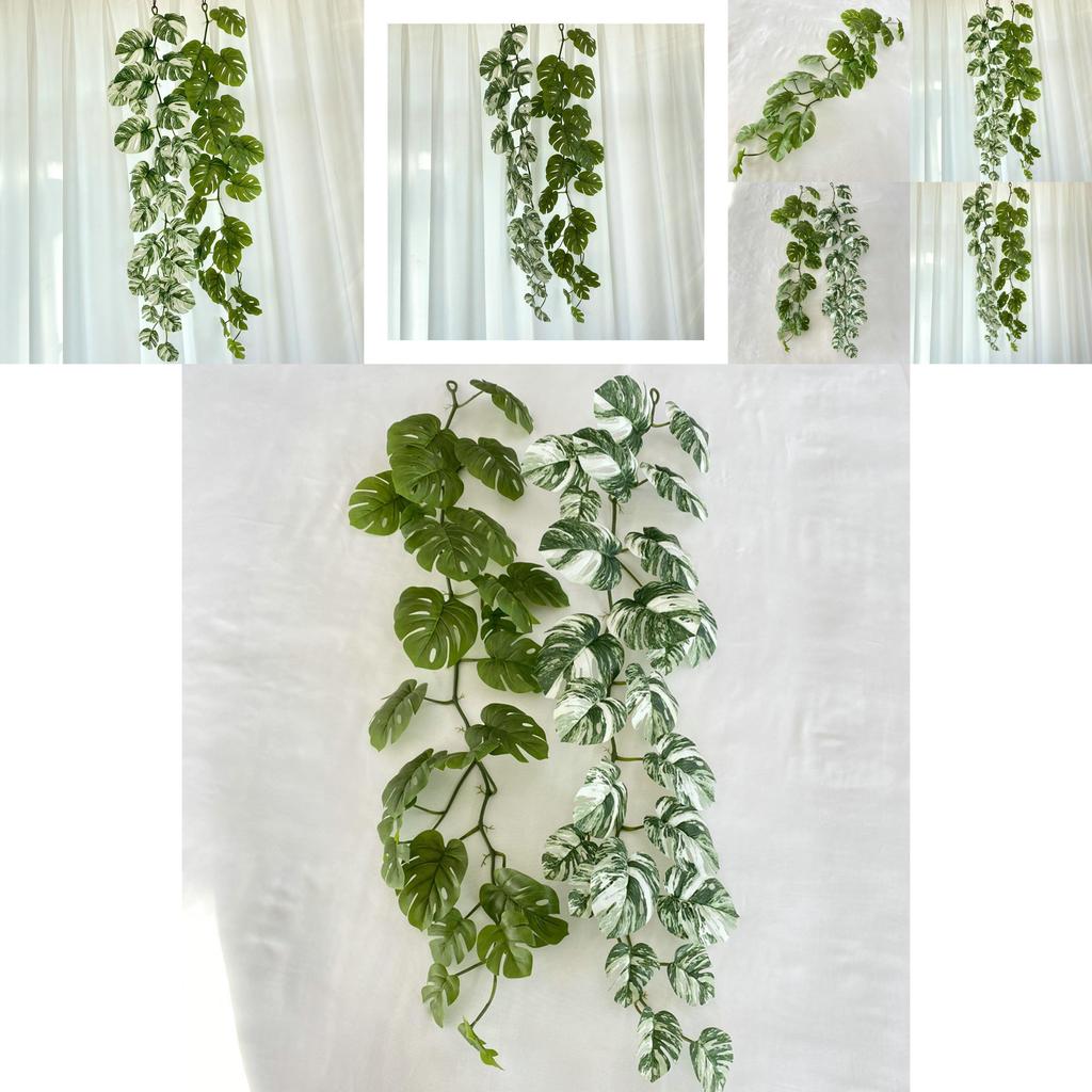 Green Leaf Artificial Monstera Vine 120cm Wall Hanging For Home Decor