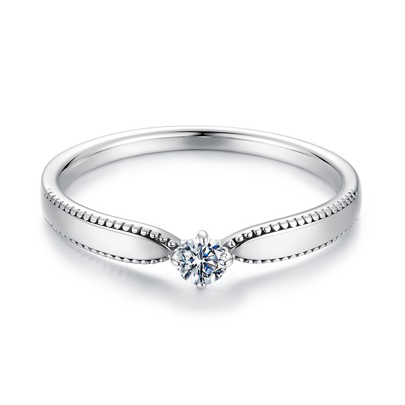 

WOSTU Classic Round Moissanite Wedding Ring Women 925 Silver Diamond Cut Stackable Rings Girl Party Engagement Gift 6