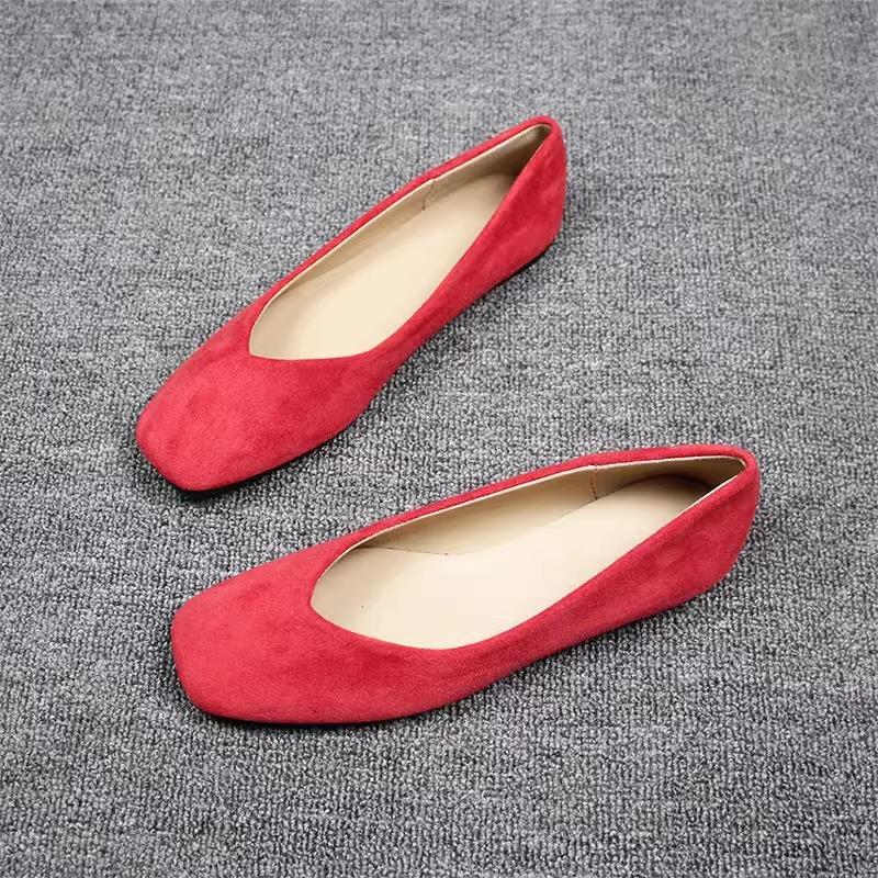 Fashion Flat Shoes for Women 2025 Spring Autumn Solid Square Toe Black Women's Shoes Large Size 43-44 Small Size 31-32 Ladies Shoes