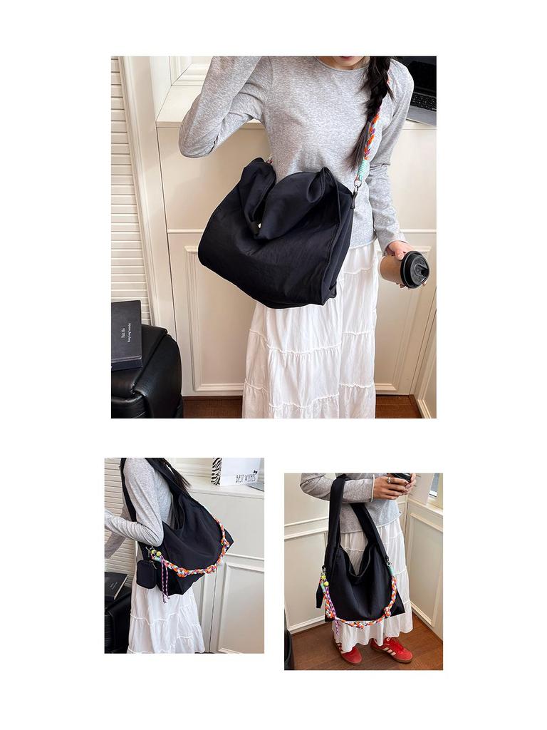 Trendy Nylon Crossbody Bag with Colorful Weaving, Large Capacity, Versatile as Tote, Shoulder, or Underarm Bag