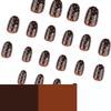 Brown Series Autumn/Winter Wearable Nail Art - Short Round False Nails with White Polka Dots