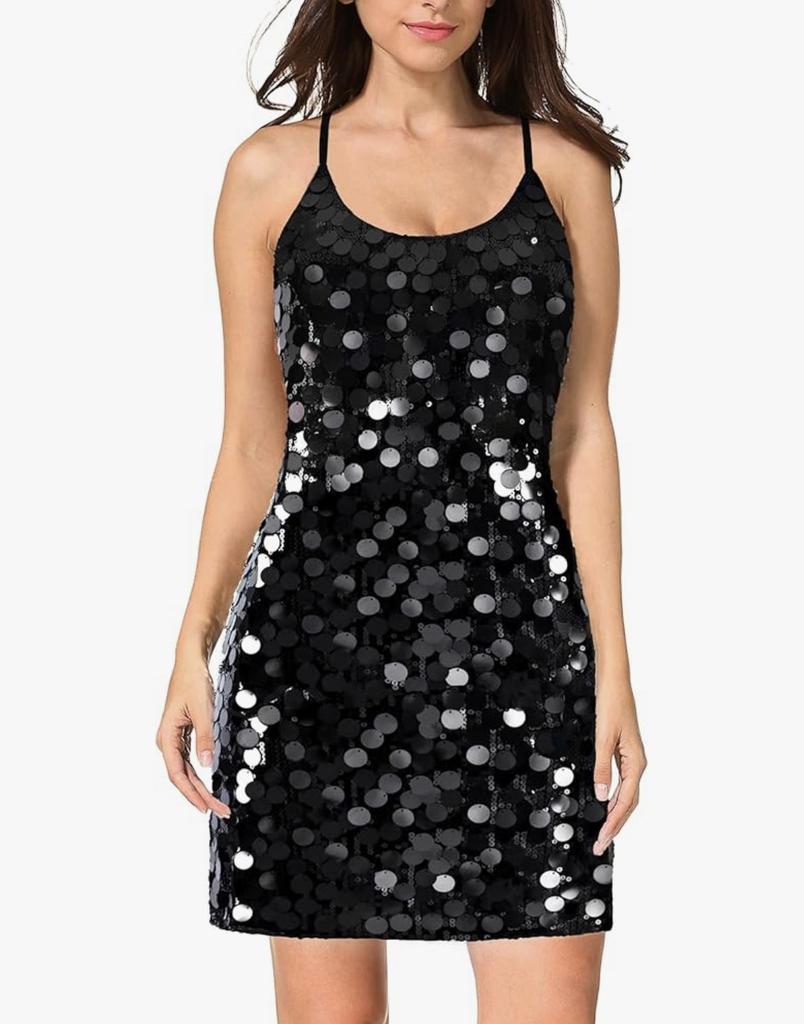2025 European Sequin Spaghetti Strap Evening Party Dress