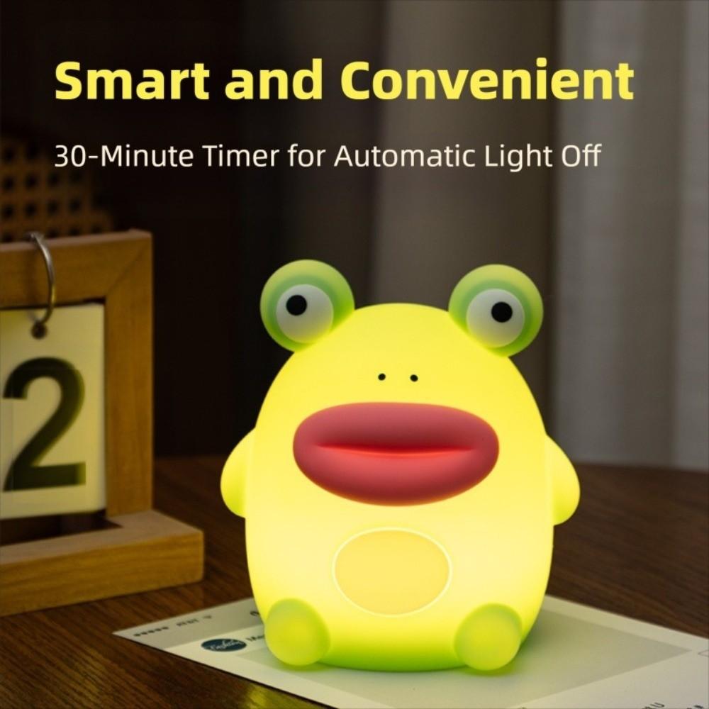 Cute Dimmable Nursery Nightlight Rechargeable Bedside Table Lamp Silicone Frog Night Lamp  Bedrooms