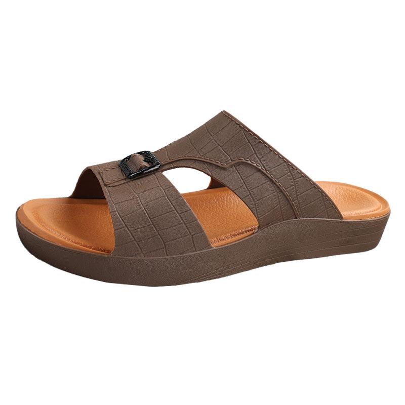 

Men s Slippers 2025 New Leisure Slippers Summer Open Toe Sandals for Men Outdoor Non Slip Beach Slippers Designer Slides 45 коричневый