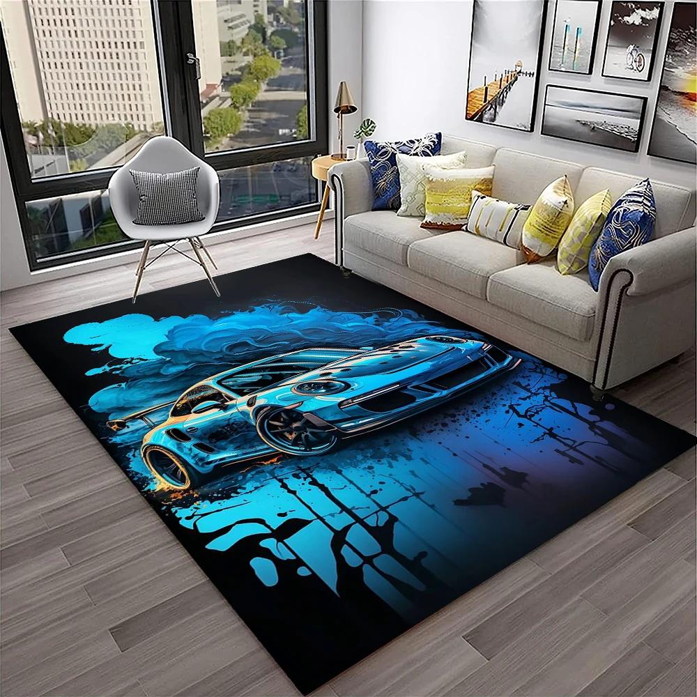 Racing Car Sports Car Carpet Rug for Home Living Room Bedroom Playroom Sofa Doormat Decor,Kids Game Area Rug Non Slip Floor Mat