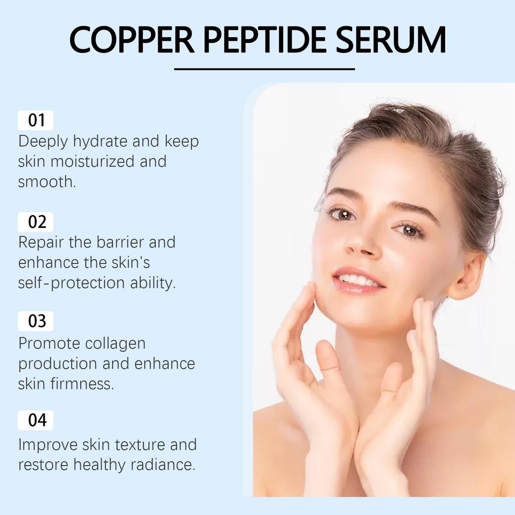 Blue Copper Peptide Facial Serum Anti-Aging Treatment Helps Firm Skin Deep Hydration Gentle Care Improve Skin Texture Brighten