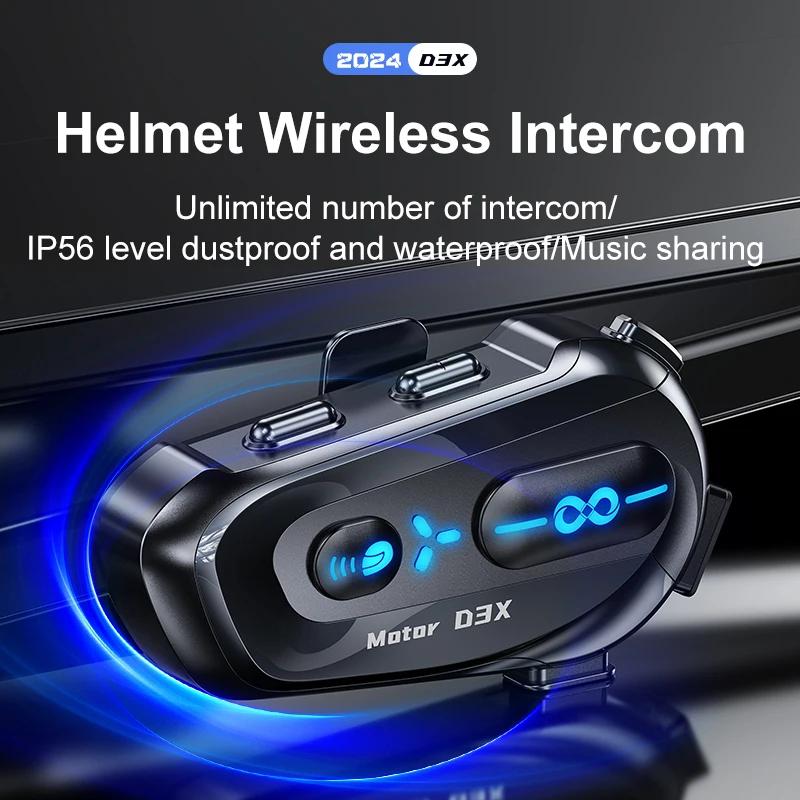 Motorcycle Helmet Bluetooth Headset Wireless 5.4 1000mAh 600m Half-Duplex Intercom Unlimited Number of People with Music sharing