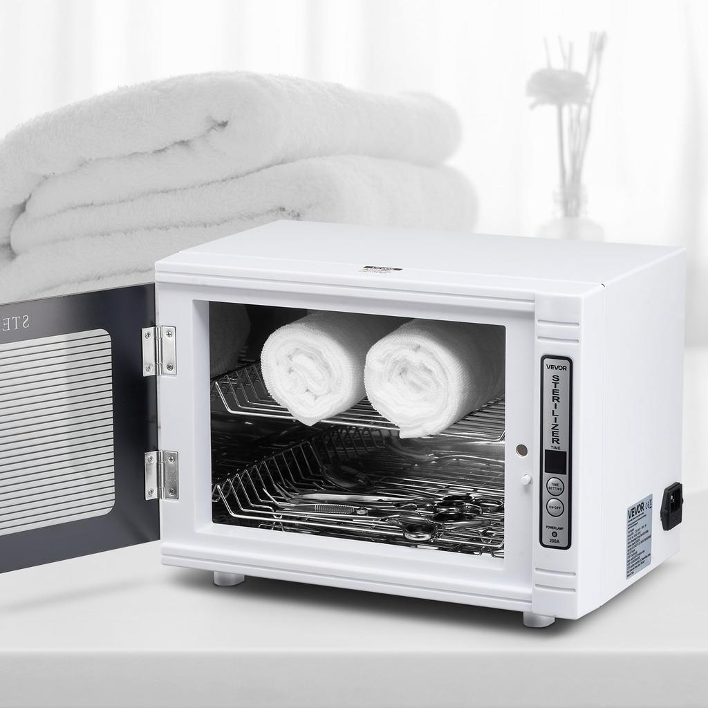 VEVOR Nail Tool Cleaning Machine, 12L Large Capacity, Tool Cabinet Cleaner Box with Timer Setting, Tempered Glass Door, 185nm Wavelength, for Labs