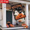 2D Flat, 2D Flat - 2D Flat Autumn Halloween Maple Leaf Grid Smile Pumpkin Garden Flag_1-28X40 Inches Outdoor Garden Flag Double-Sided Home Decoration 