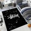 Black Star Texture White Signature Logo Area Rug Non Slip Mat, Dark Starry Street Graffiti Carpet for Living Room Bedroom Decor