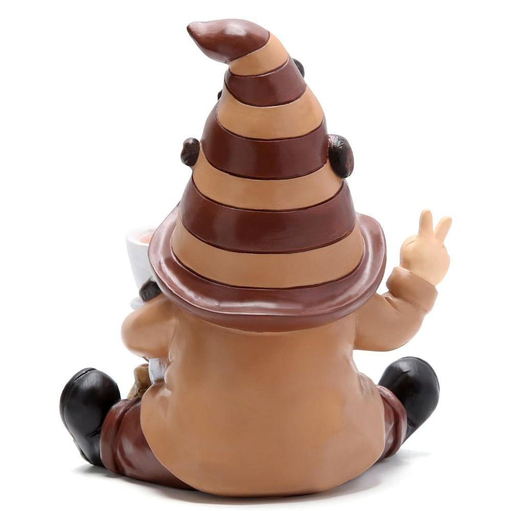 Resin Gnome Figurine Funny Miniature Sculpture Micro Landscape Coffee Dwarf Statue  New Year