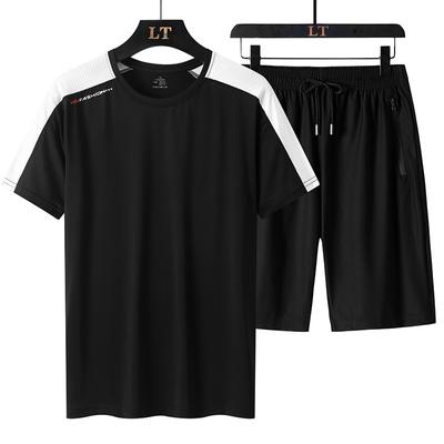 Sommer Eis Seide Sportanzug Herren Lauf Fitness Anzug Lässig Locker Zweiteiliges Set
