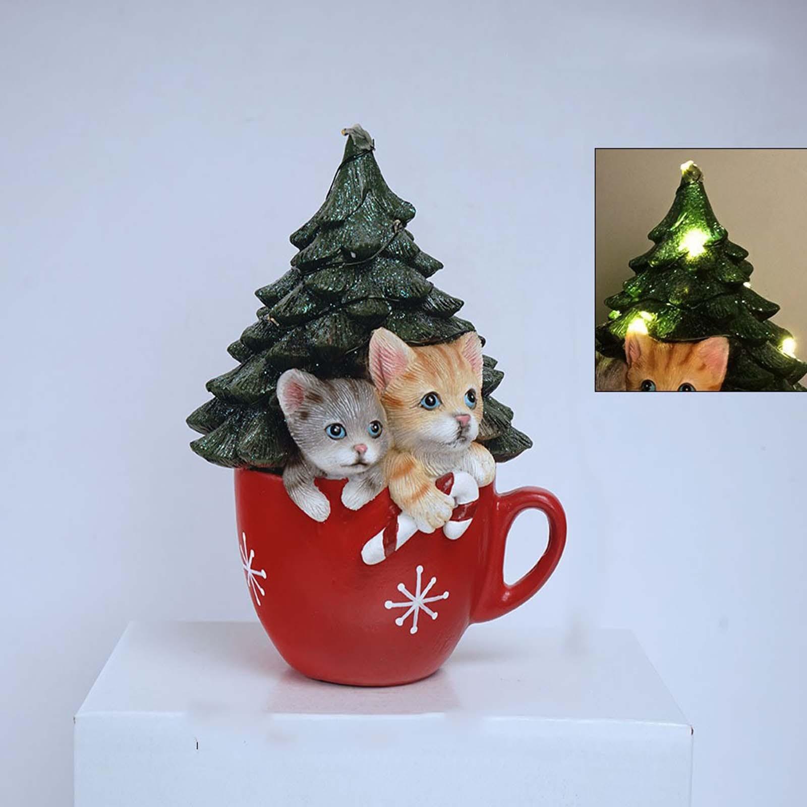 

Small Animal Christmas Cup Night Light Resin Crafts Home Desktop Christmas Tree Light String Decoration Ornaments One Size